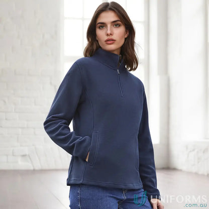 Navy blue fleece pullover from Ladies Trilogy Half Zip Jacket in Biz Collection Jackets