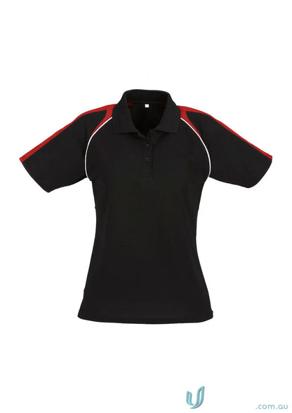 Ladies Triton Polo with red white accents made of biz cool™ polyester, short sleeve style