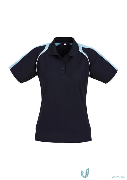 Ladies Triton Polo in Navy Blue with Light Blue & White Accents, Made from Biz Cool™ Polyester