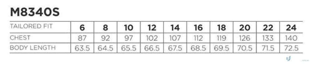 Clothing size chart for Winning Spirit Ladies Two Tone Mini Gingham SS Shirt