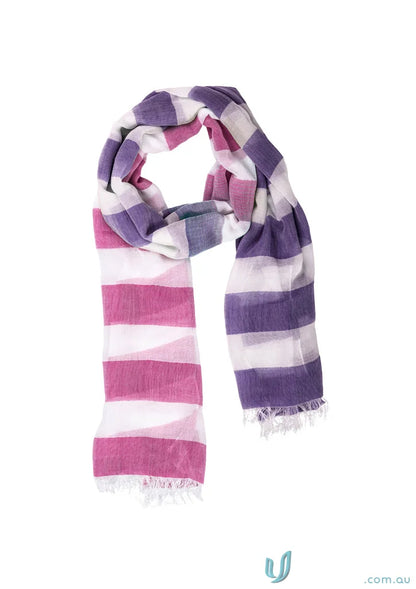 Ladies Two Tone Scarf with striped pink and purple pattern, perfect for work uniforms