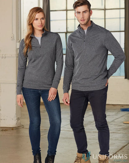 Two people wearing gray Ladies Ultimate Half Zip Sweat Top, perfect for casual wear
