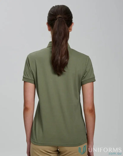 Olive green ladies ultrafine cotton pique polo shirt from PS72 Ladies Ultrafine Pique collection