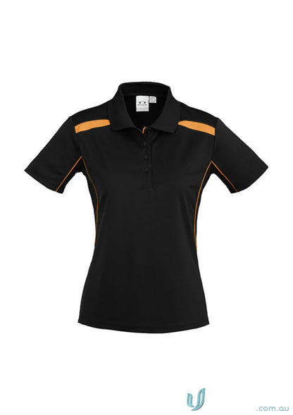 Black and orange ladies united polo shirt made from sports interlock fabric from Biz Collection Ladies
