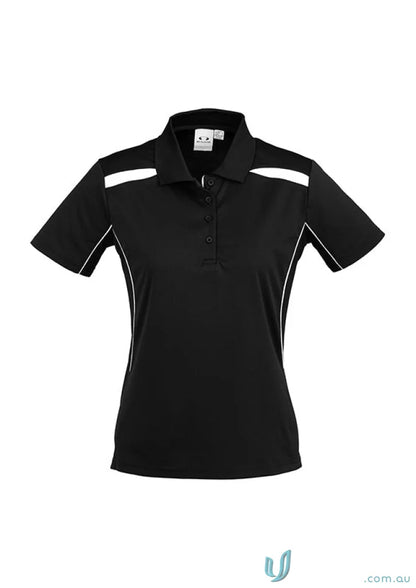 Black and white Ladies United Polo in sports interlock fabric from Biz Collection Ladies