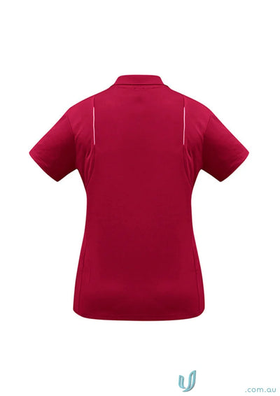 Burgundy ladies united polo shirt in biz collection ladies sports interlock fabric