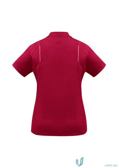 Burgundy ladies united polo shirt in biz collection ladies sports interlock fabric