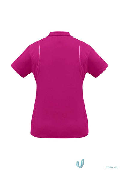 Magenta short-sleeved polo shirt from Ladies United Polo Biz Collection in sports interlock fabric