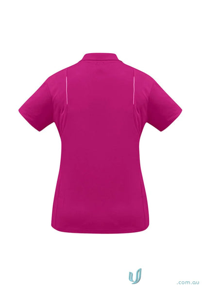 Magenta short-sleeved polo shirt from Ladies United Polo Biz Collection in sports interlock fabric