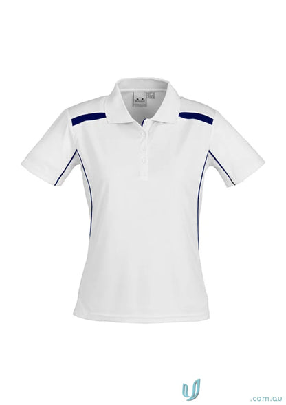 Ladies United Polo in navy accents on sports interlock fabric from Biz Collection Ladies