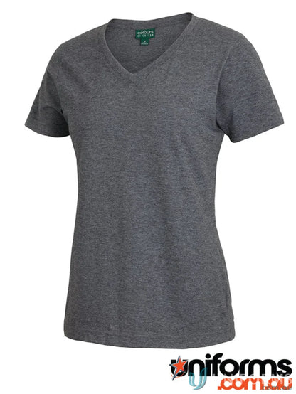 Ladies V Neck Tee from JB’s Ladies in dark grey style 1VT1 with short sleeves
