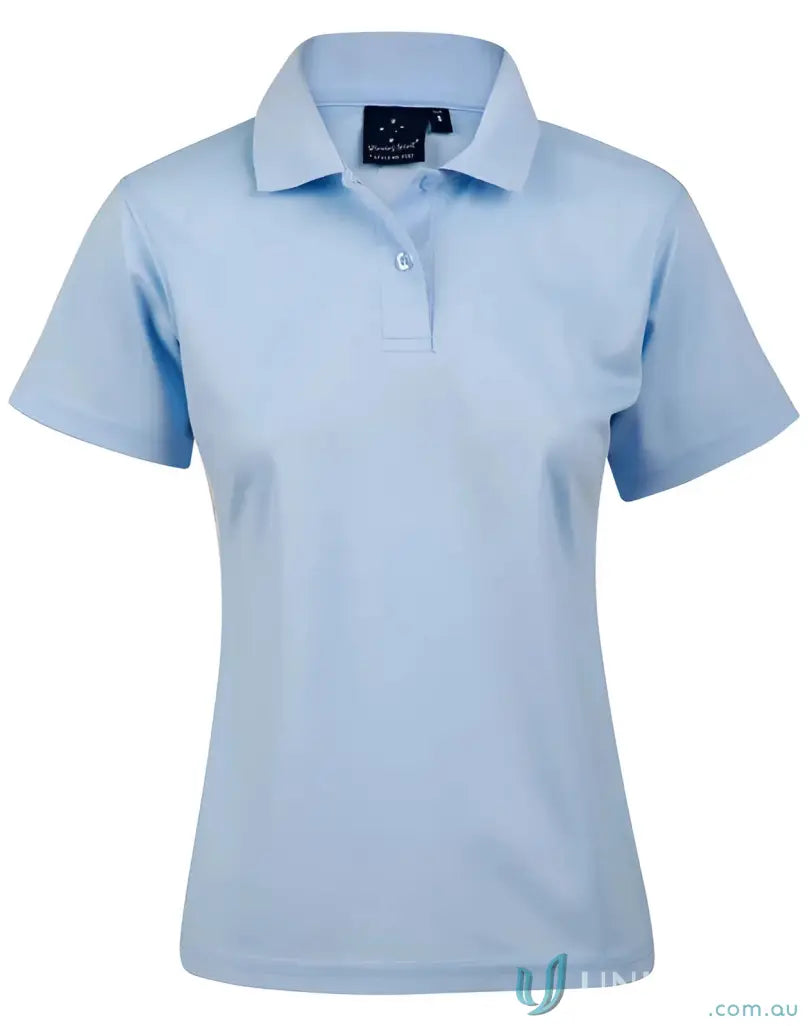Light blue Ladies Verve Polo made with Cooldry® polyester mini for a comfy feel