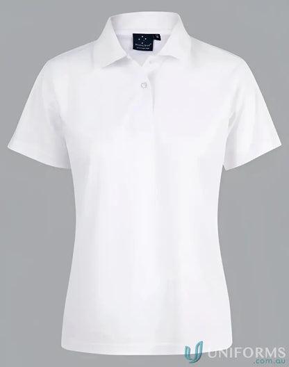 Women’s white ps82 Verve Polo with two-button placket made of CoolDry® polyester mini