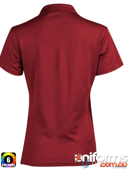 Ladies Victory Truedry polo shirt in maroon with a cooldry polyester fabric for comfort