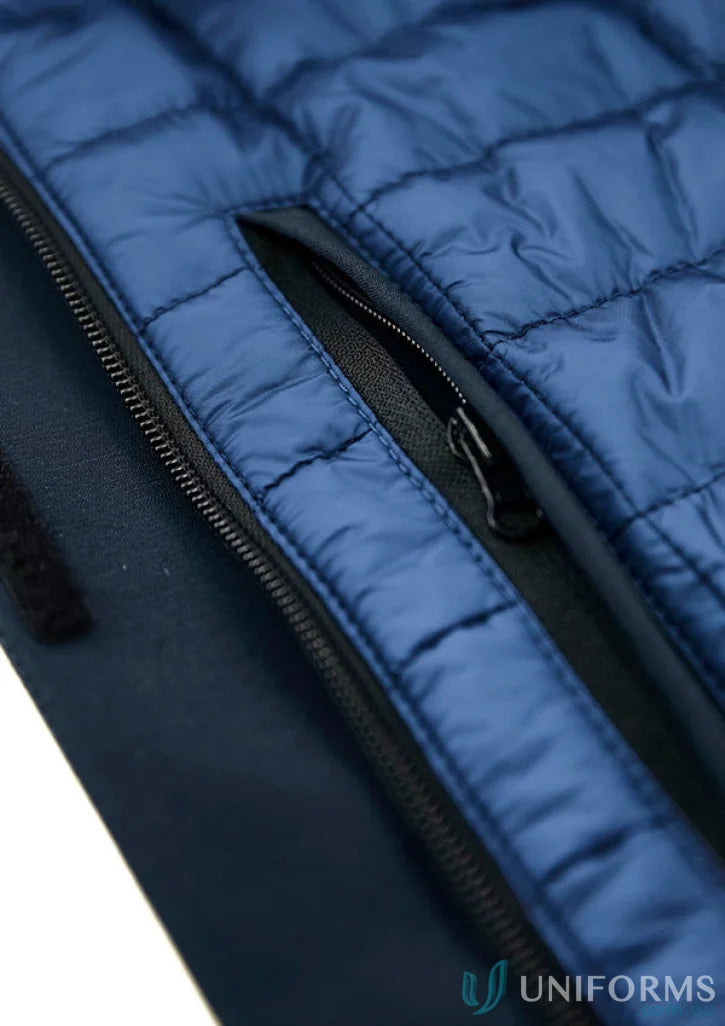 Blue Ladies Waterproof Eclipse Jacket with quilted design and waterproof zippered pockets