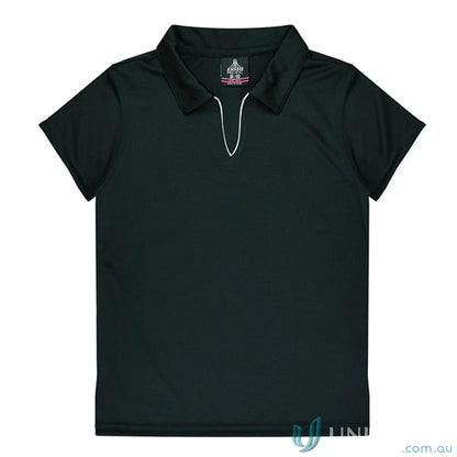 Black short-sleeved Polo shirt from Ladies Yarra Polo, perfect for uniforms and workwear