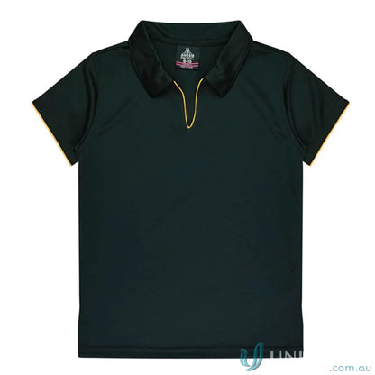 Dark green fabric polo shirt from Ladies Yarra Polo, perfect for uniforms or workwear