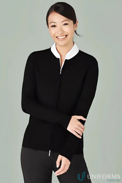 Woman in stylish ladies zip cardigan, perfect for casual outfits