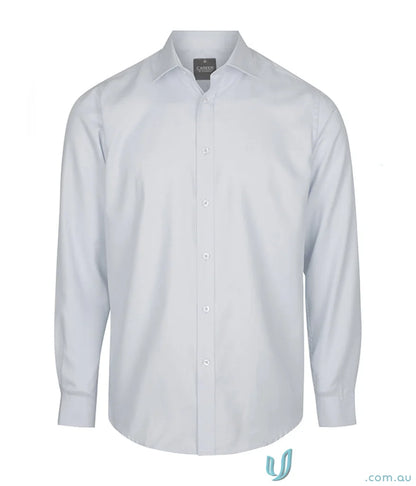 Light blue Landsdowne Micro Step LS Shirt with spread collar and white buttons