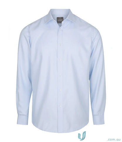 Light blue Landsdowne Micro Step LS Shirt with white buttons for men