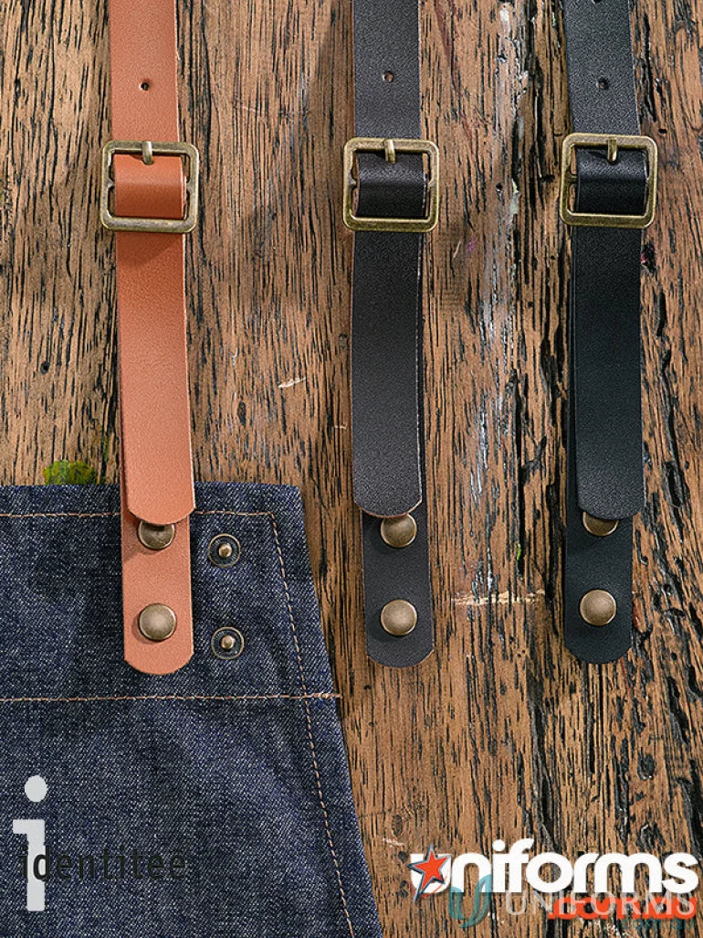 Adjustable apron neck strap with detachable PVC leather and double reinforced push studs