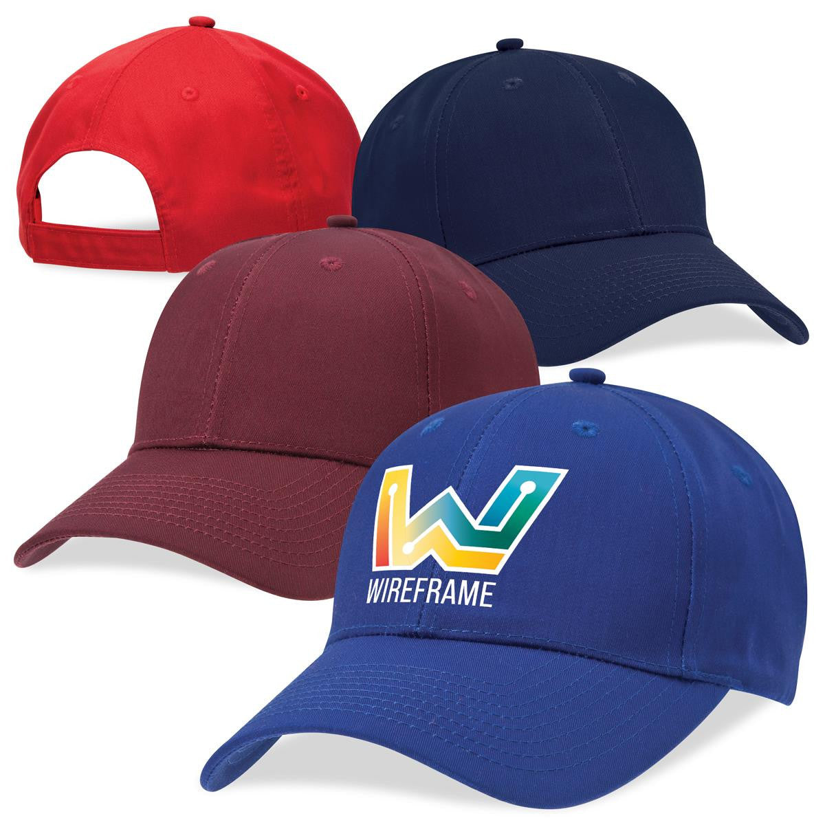 Legend 4009 poly viscose cap with colorful wireframe logo and embroidered eyelets