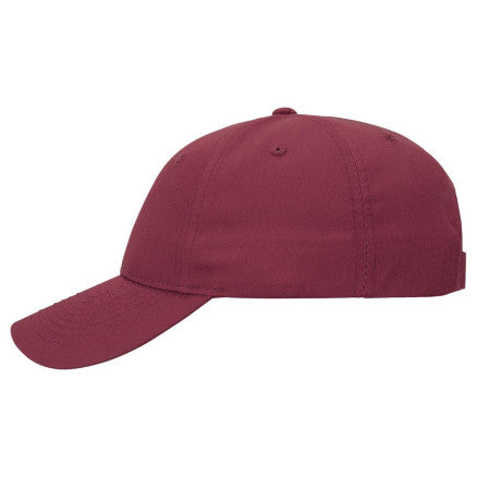 Legend 4009 poly viscose cap with curved brim, stitched panels, embroidered eyelets
