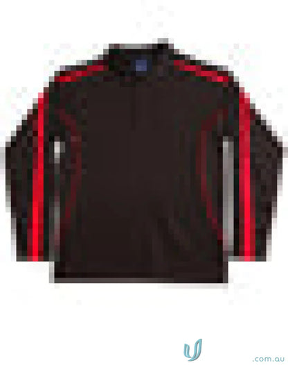 Black long sleeve polo with red stripes, perfect for dry fashion long sleeve polo style