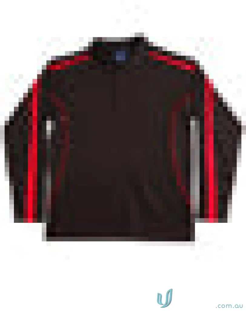 Black long sleeve polo with red stripes, perfect for dry fashion long sleeve polo style