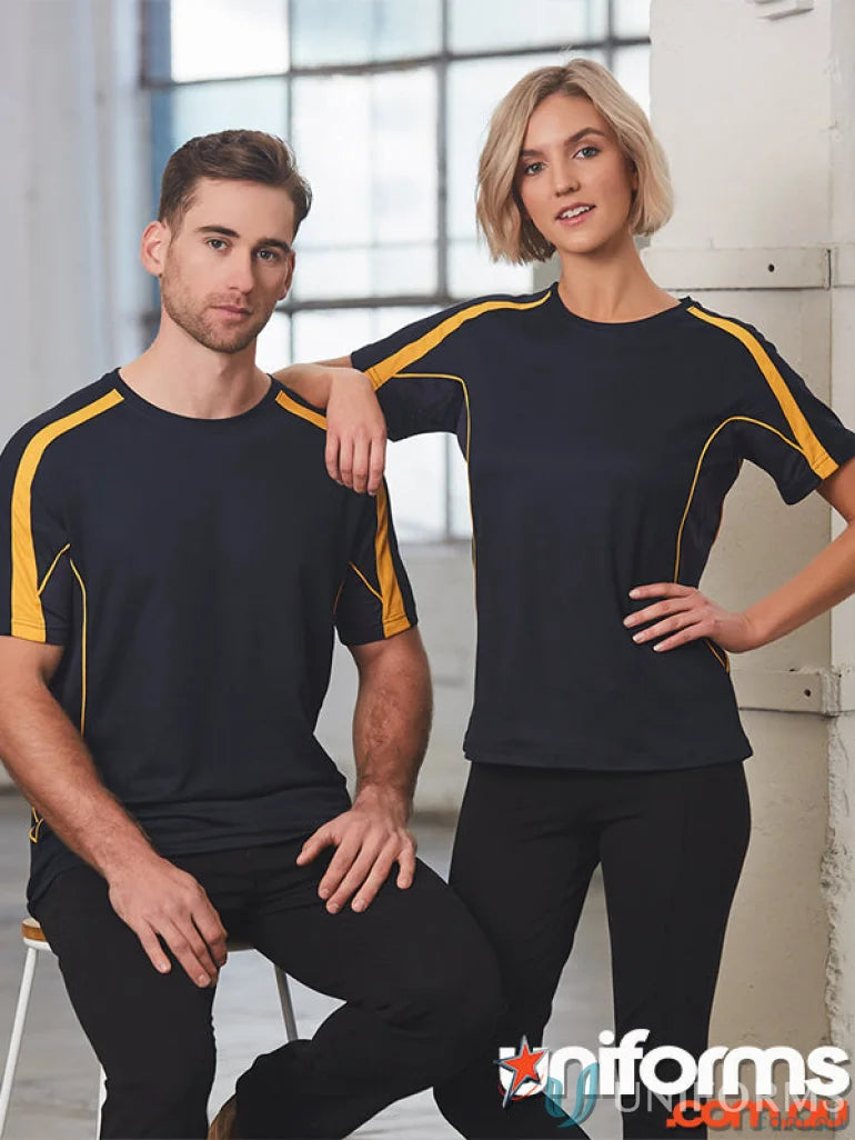 Matching black and gold Legend Tee athletic shirts perfect for team work uniforms