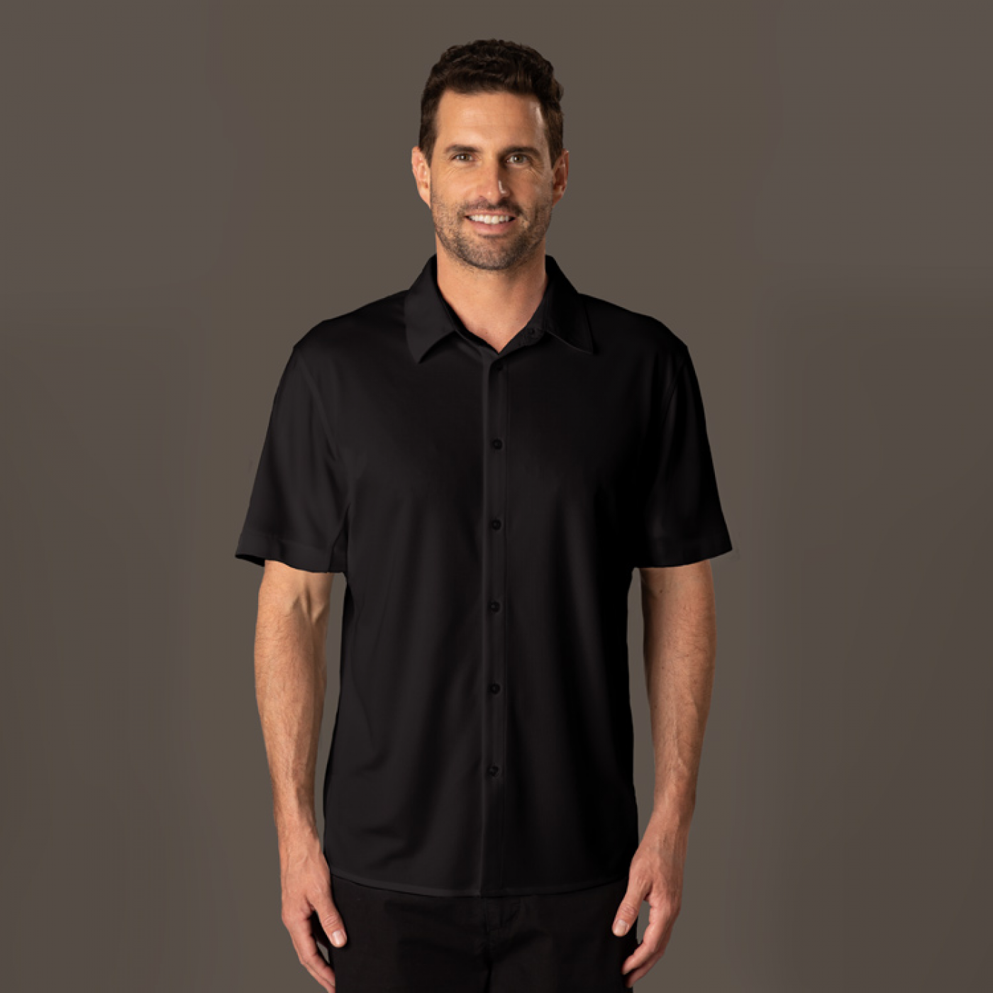 Liberty 5010s mens shirt in black ice-cool fabric with self-fabric collar