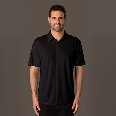 Liberty 5010s mens shirt in black ice-cool fabric with self-fabric collar