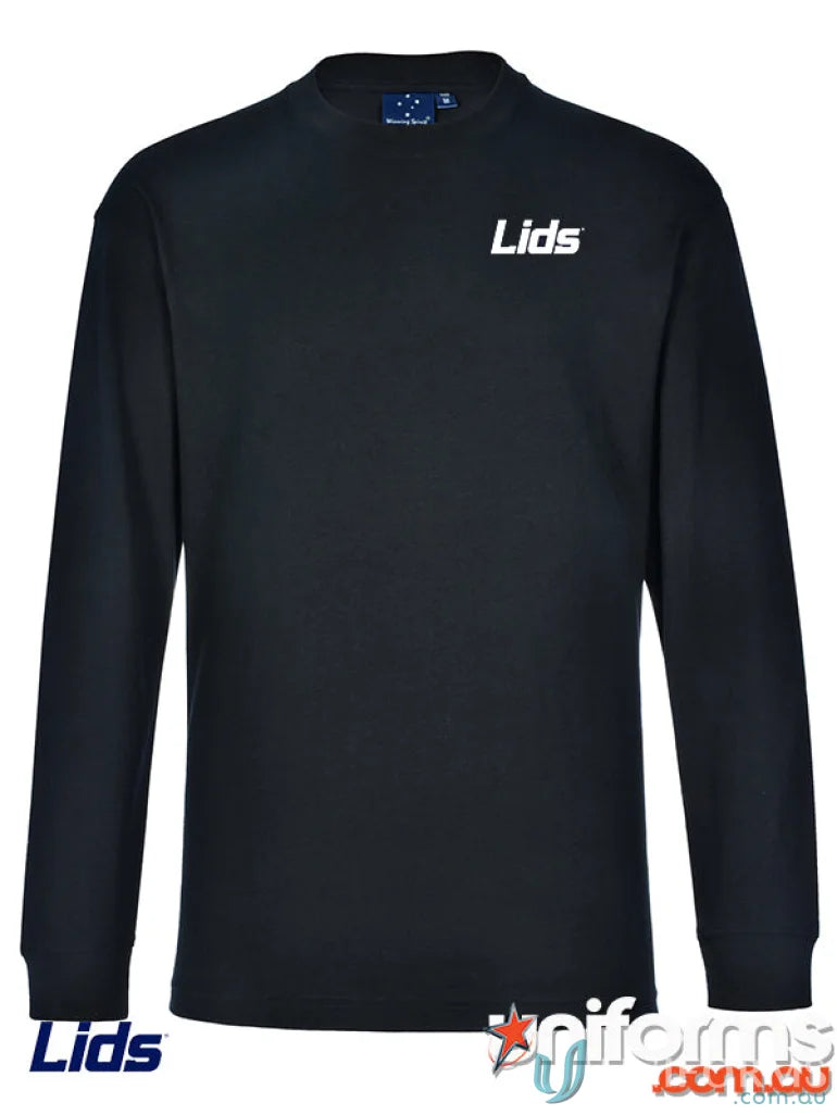 Black long-sleeved cotton jersey workwear shirt from LIDS LHC EMB Navy LS Tee