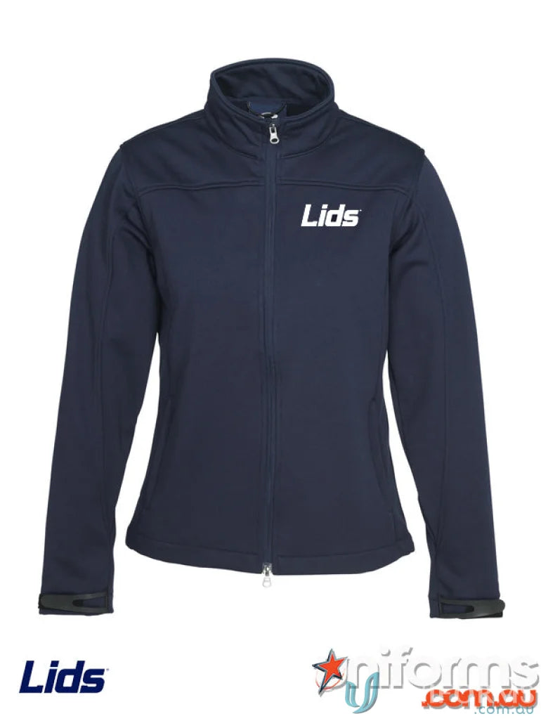 Navy blue zip-up jacket perfect for uniforms or casual shell wear from LIDS LHC EMB