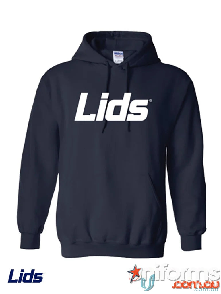 Navy blue hoodie with Lids logo perfect as casual workwear or uniforms