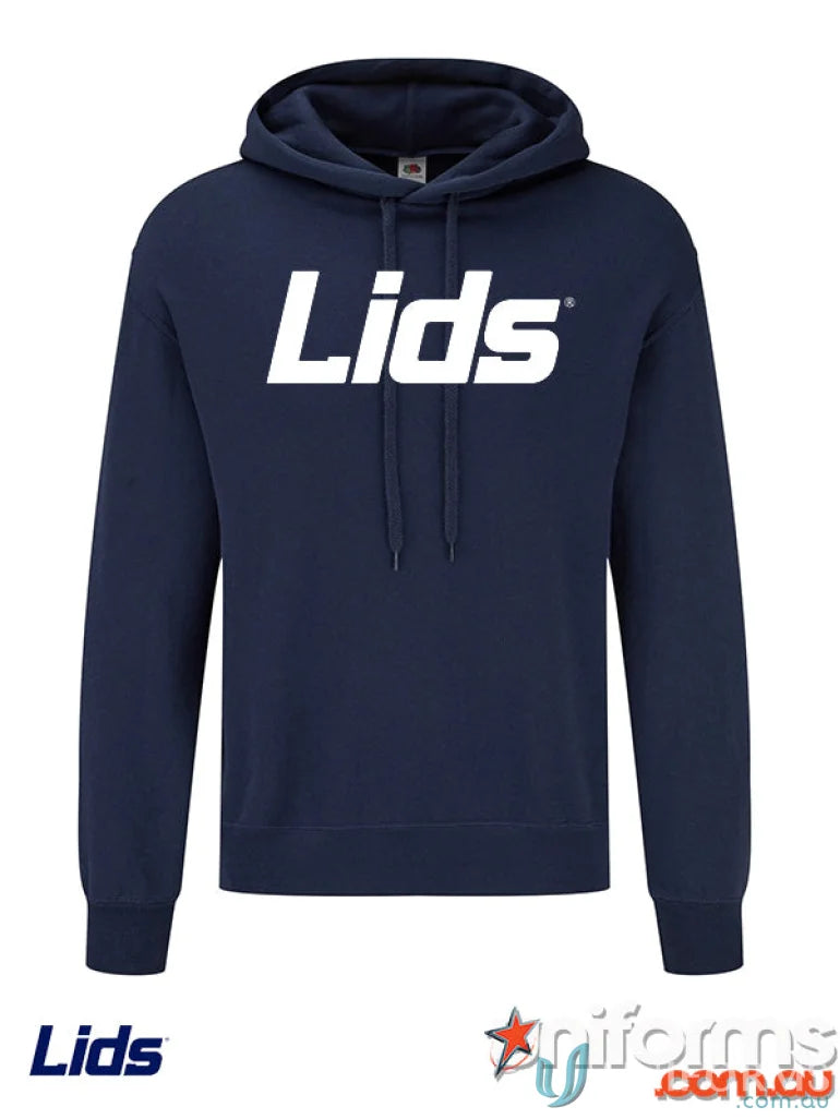 Navy blue fleecy hoodie from LIDS Print Ladies workwear and casual uniforms