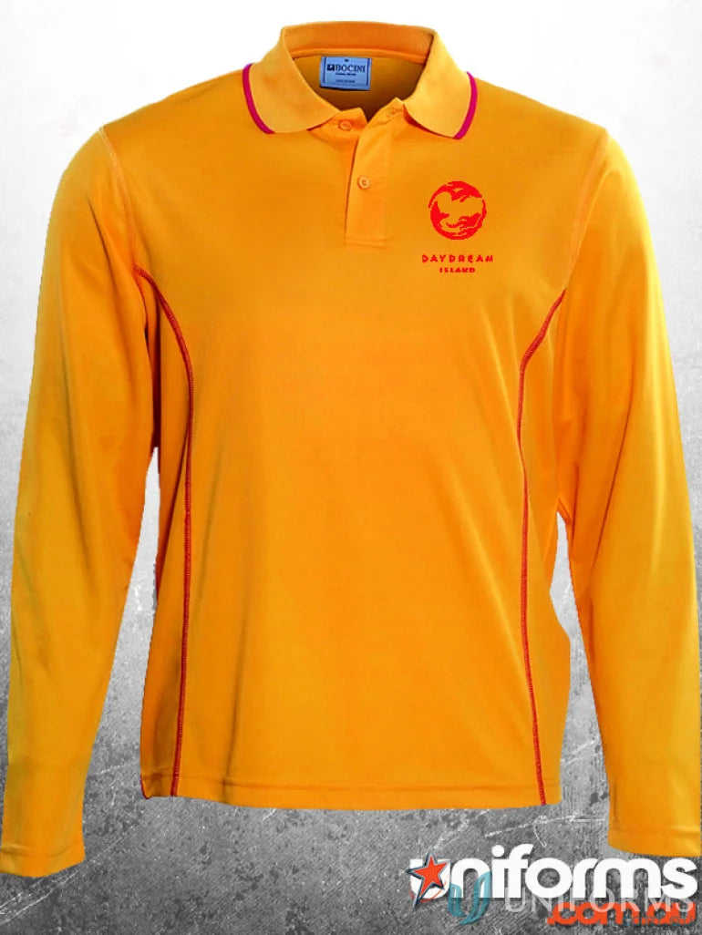 Orange long-sleeved polo shirt from LIFEGUARD workwear collection perfect for uniforms
