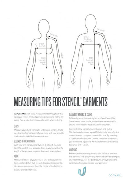 Garment measuring guide for Light Weight Cool Dry Polo uniforms featuring cool dry® tech
