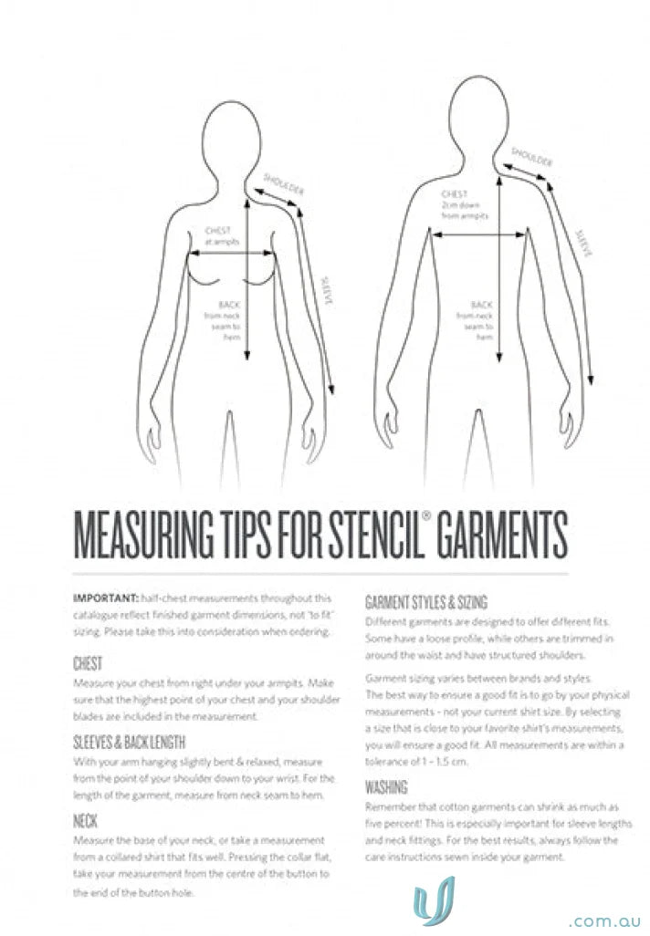 Garment measuring guide for Light Weight Cool Dry Polo uniforms featuring cool dry® tech