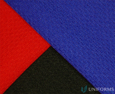 Textured red, black, and blue fabric for Light Weight Cool Dry® Polo uniform