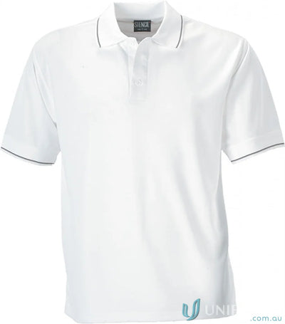 White polo shirt with dark trim from Light Weight Cool Dry Polo, perfect for uniforms