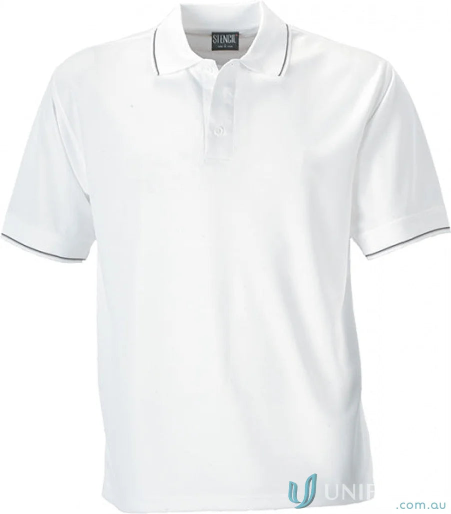 White polo shirt with dark trim from Light Weight Cool Dry Polo, perfect for uniforms