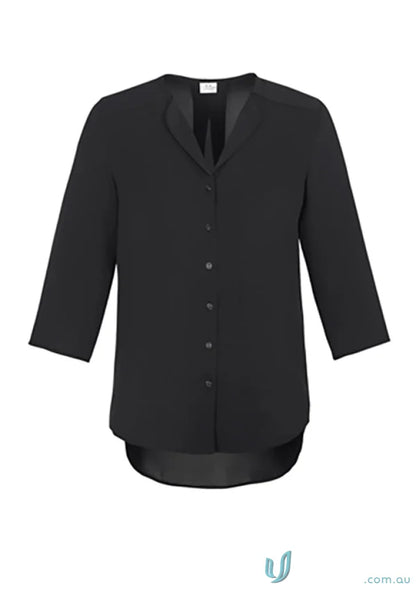 Black Lily Ladies Longline Blouse with three-quarter sleeves from Biz Collection