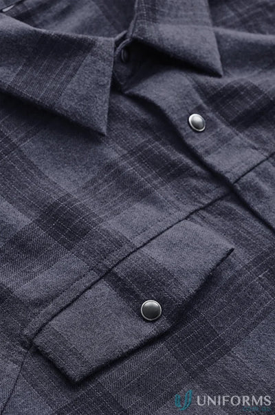 Dark gray flannel Logan Snap Front Shirt with snap closures and chest pockets