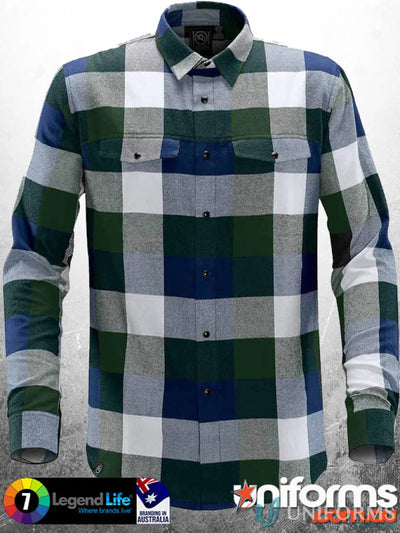 Men’s Logan Snap Front Shirt with plaid pattern, snap closures, and chest pockets
