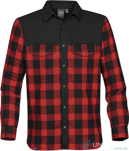 Logan Thermal Shirt for men with red and black buffalo plaid and black accents