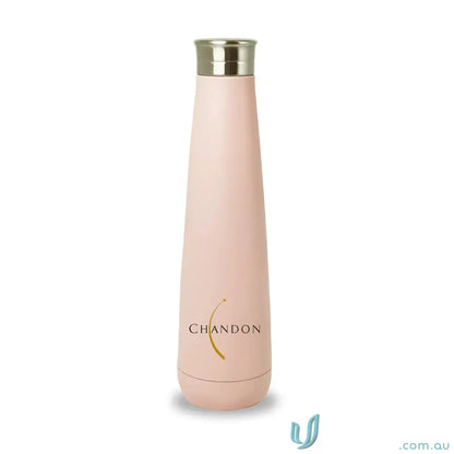 Pink Chandon water bottle in Lotus 500ml stainless steel double-walled insulated bottle