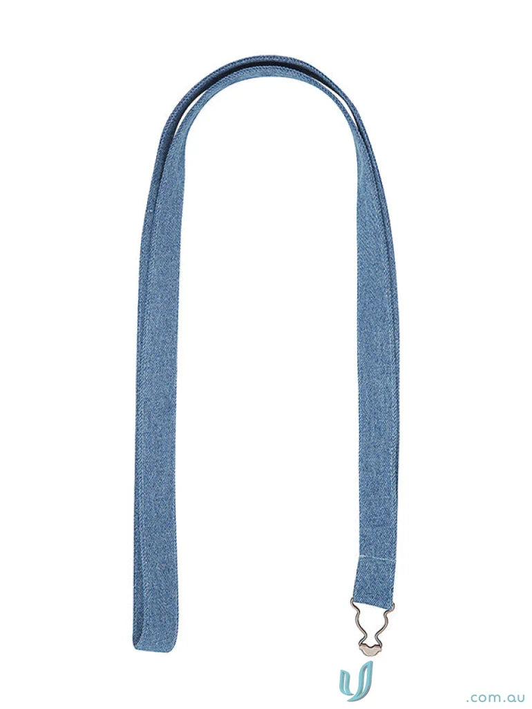 Blue denim lanyard with metal clip, reinforced rivets, perfect for Louie Stonewash Apron