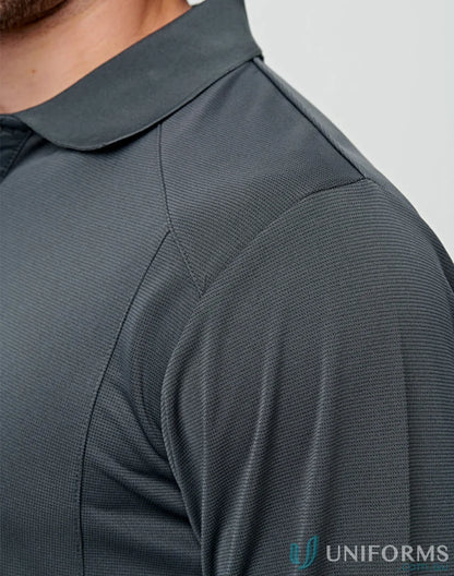 Dark gray ps89 Lucky Bamboo LS Polo with raglan sleeves and structured bamboo charcoal interlock fabric
