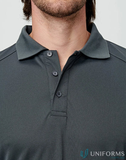 Lucky Bamboo LS Polo in dark grey bamboo charcoal interlock, perfect long sleeve polo